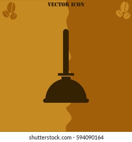 Plunger vector  icon Coffee symbol background.