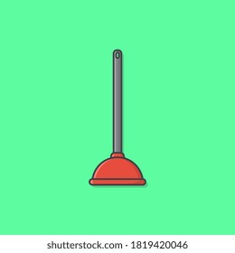 Ilustración del icono del vector del émbolo. Bombilla De Goma Para El Aseo De Limpieza. Icono plano del lanzador de inodoros rojos