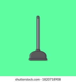 Plunger-Vektorsymbol-Illustration. Gummipflaster zur Reinigung der Toilette. Rote Toilettenspulmaschine Flachsymbol
