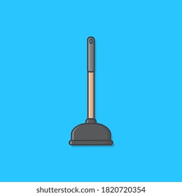 Ilustración del icono del vector del émbolo. Bombilla De Goma Para El Aseo De Limpieza. Icono plano del lanzador de inodoros rojos