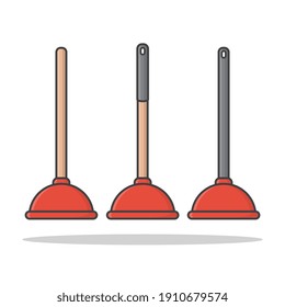 Ilustración del icono del vector del émbolo. Bombilla De Goma Para El Aseo De Limpieza. Icono plano del lanzador de inodoros rojos