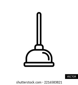 Plunger Vektorsymbol im Linienstil für Website, App, UI einzeln auf weißem Hintergrund. Bearbeitbarer Strich. EPS10 Vektorgrafik.
