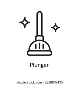 Plunger  Vector Outline Icon Design illustration. Housekeeping Symbol on White background EPS 10 File