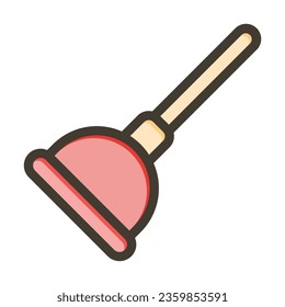 Plunger Vector Thick Line Filled Colors Icon For Personal And Commercial Use.
