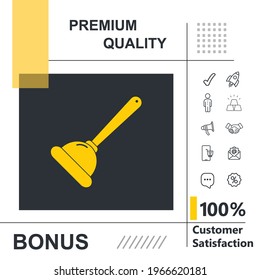 Plunger vector thin line icon with modern background