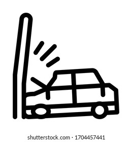 plunging car into pole icon vector. plunging car into pole sign. isolated contour symbol illustration