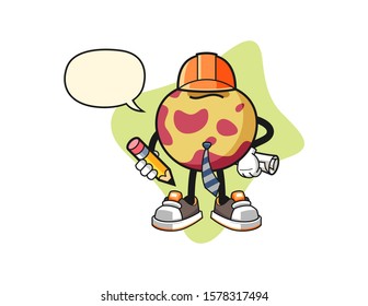 Pluot architect with speech bubble cartoon. Mascot Character vector.