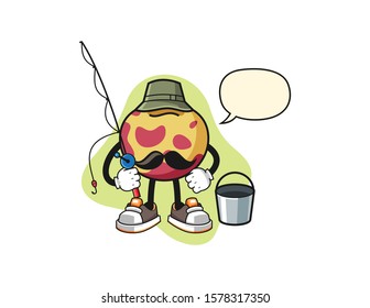 Pluot fisherman with speech bubble cartoon. Mascot Character vector.