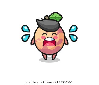 pluot fruit cartoon illustration with crying gesture , cute style design for t shirt, sticker, logo element