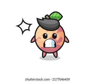 pluot fruit character cartoon with shocked gesture , cute style design for t shirt, sticker, logo element