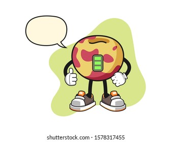 Pluot full power with speech bubble cartoon. Mascot Character vector.