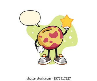 Pluot hold a star with speech bubble cartoon. Mascot Character vector.