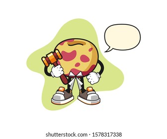 Pluot judge with speech bubble cartoon. Mascot Character vector.