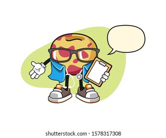 Pluot nurse with speech bubble cartoon. Mascot Character vector.