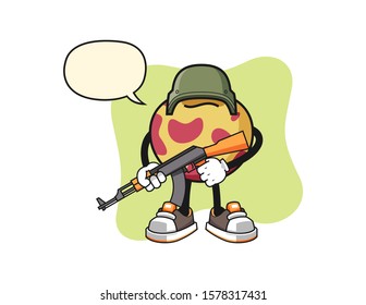 Pluot soldier with speech bubble cartoon. Mascot Character vector.