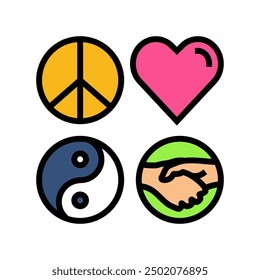 PLUR paz amor unidad respeto color icono Vector. PLUR paz amor unidad respeto signo. aislado símbolo ilustración