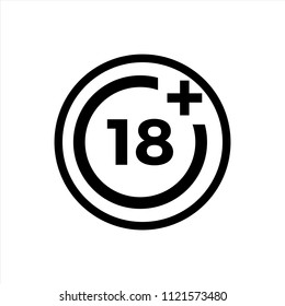 Plus 18 icon in trendy flat style isolated on background. Plus 18 icon page symbol for your web site design logo, app, UI. Vector EPS10
