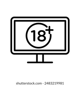 plus 18 movie icon linear logo mark in black and white