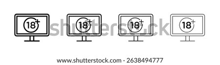 plus 18 movie icon Outline sign symbol set