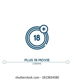 plus 18 movie outline vector icon. simple element illustration. plus 18 movie outline icon from editable cinema concept. can be used for web and mobile
