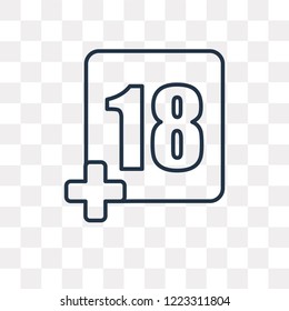 Plus 18 Movie vector outline icon isolated on transparent background, high quality linear Plus 18 Movie transparency concept can be used web and mobile