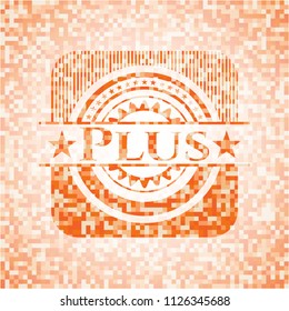Plus abstract orange mosaic emblem