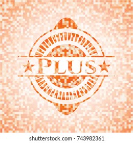 Plus abstract orange mosaic emblem
