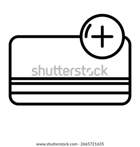 Plus Add Card Bank Card Debit Card Credit Card icon bank icon line art