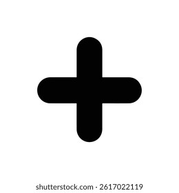 Plus Add New Icon Simple Plus Sign Centered Black Filled