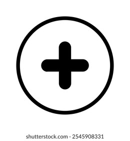 Plus, add and subtract icon simple and stroke style in circle with black and white color. Plus and subtract flat icons for apps and
