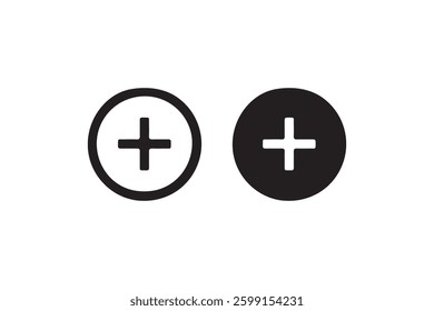Plus add symbol icon set Vector