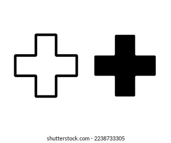 Plus and addition icons set. Vector with cross for plus sign and math