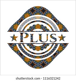 Plus arabic badge background. Arabesque decoration.