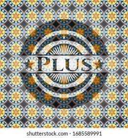 Plus arabic emblem background. Arabesque decoration.