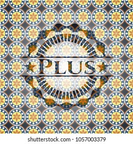 Plus arabic style emblem. Arabesque decoration.