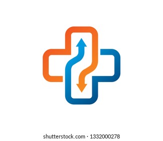 Plus and Arrow Logo Template, Icon, Symbol - Vector