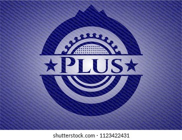 Plus badge with denim background