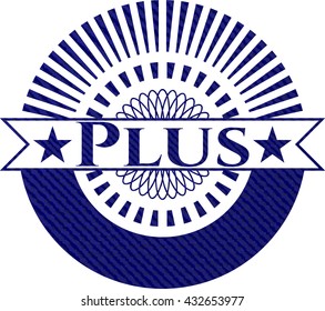 Plus badge with denim background