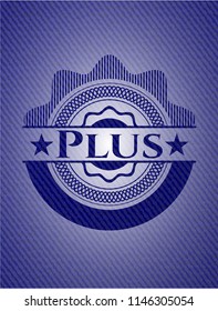 Plus badge with jean texture
