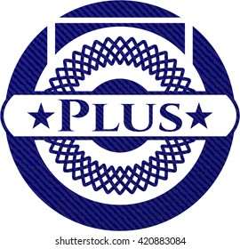 Plus badge with jean texture