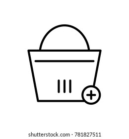 plus basket outline logo icon design