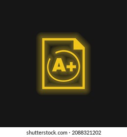 A Plus Best Test Result yellow glowing neon icon