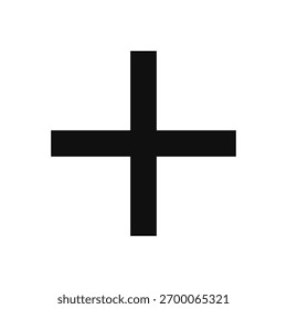 A plus black cross on a white background