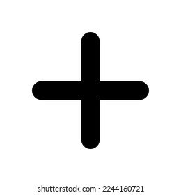Plus black glyph ui icon. Expanding option. Interactive content. Upload new file. User interface design. Silhouette symbol on white space. Solid pictogram for web, mobile. Isolated vector illustration