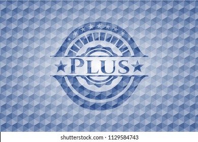 Plus blue polygonal emblem.