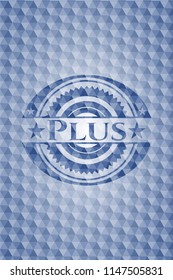 Plus blue polygonal emblem.