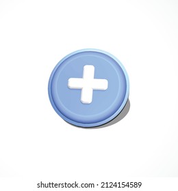 plus button 3d icon render