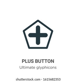 Plus button glyph icon vector on white background. Flat vector plus button icon symbol sign from modern ultimate glyphicons collection for mobile concept and web apps design.
