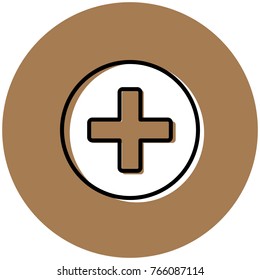 Plus button icon vector illustration on beige background
