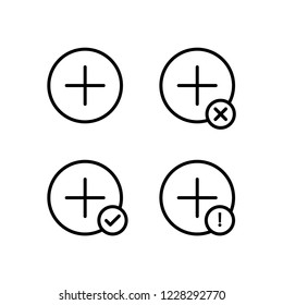 plus, plus, check, minus, exclamation sign icons. Element of outline button icons. Thin line icon for website design and development, app development